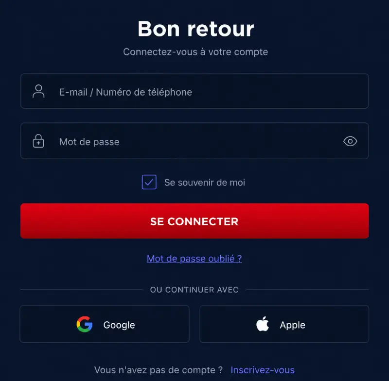 Connexion VegasHero &mdash; Bon retour